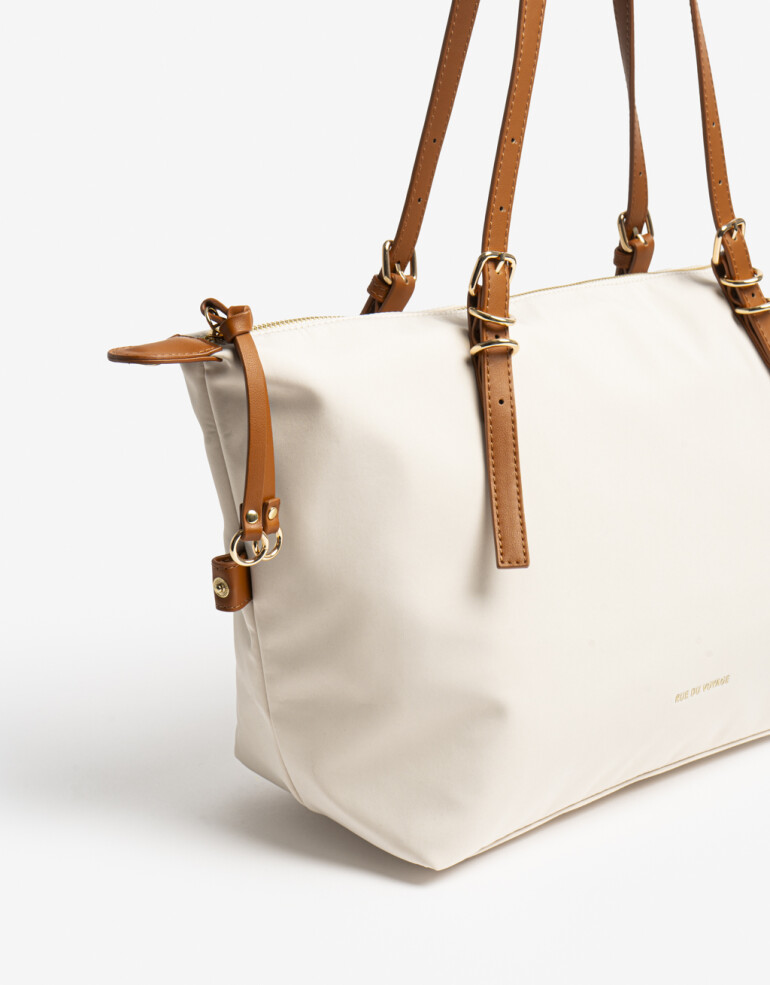 Shopper Shopper Con Doble Asa De Hombro Regulable. - Blanco Crema