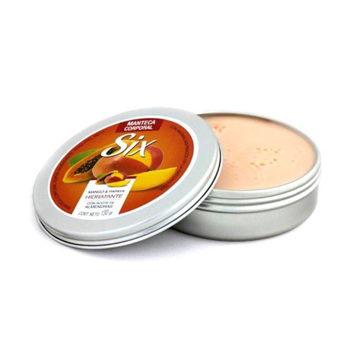 Manteca Corporal en Lata Six Mango y Papaya 130 g – Hidratación y Suavidad