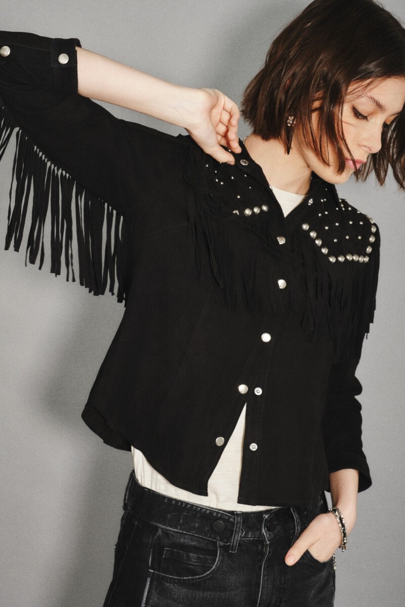 Camisa Bellota Studs Cuero Negro