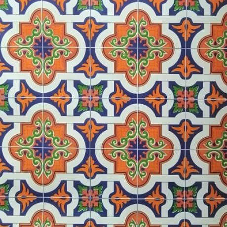 Hule Térmico Azulejo Portugues Naranja Hule Térmico Azulejo Portugues Naranja