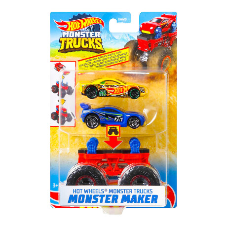 Hot Wheels Monster Trucks + 2 autos Originales Mattel Rojo