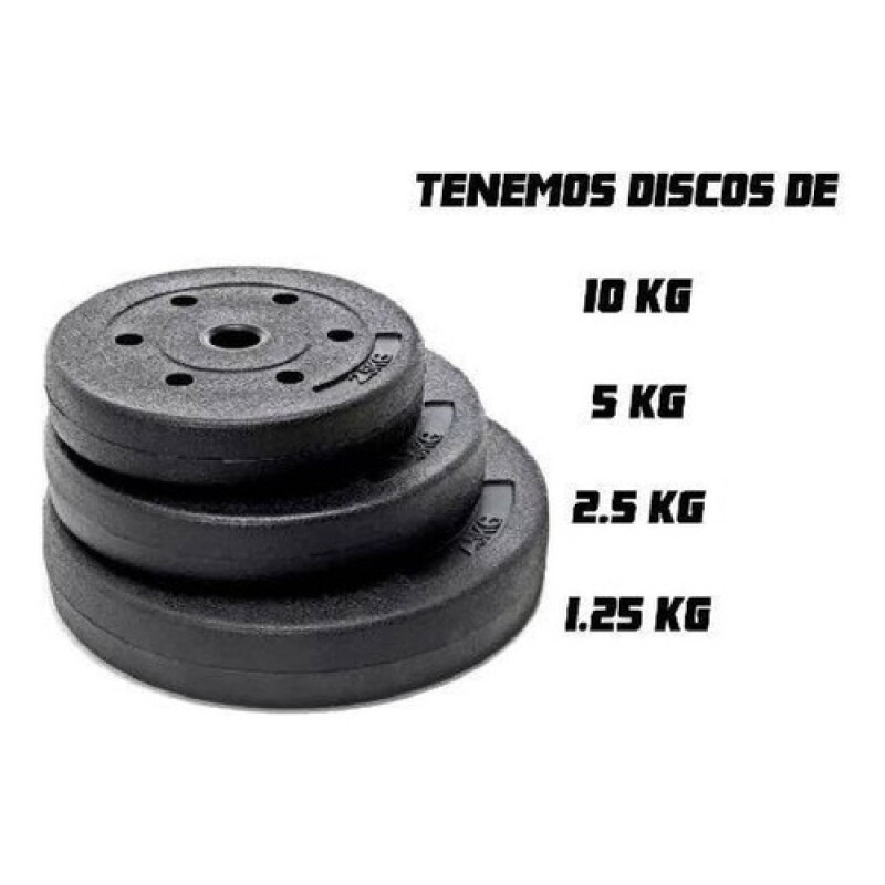 Kit 2 Mancuernas + Barra Recta Maciza 1.8m + 30 Kilos Pesas 2x10Kg 2x5Kg