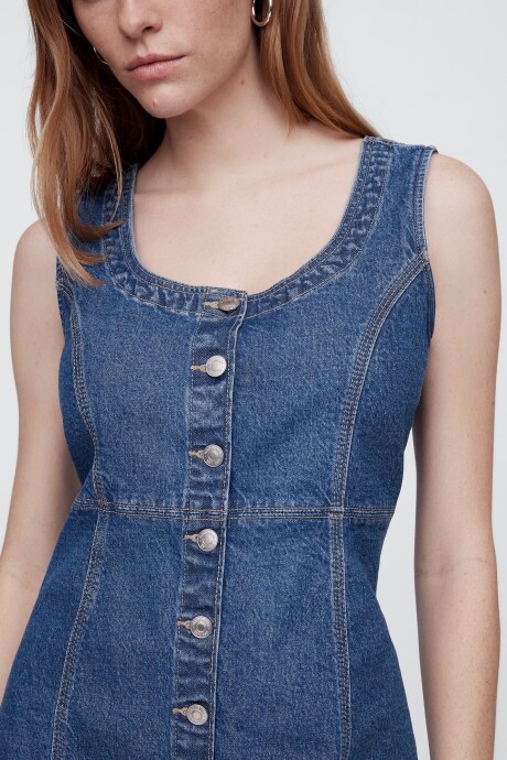 Vestido De Jean Con Botones Mujer Medium Indigo 15