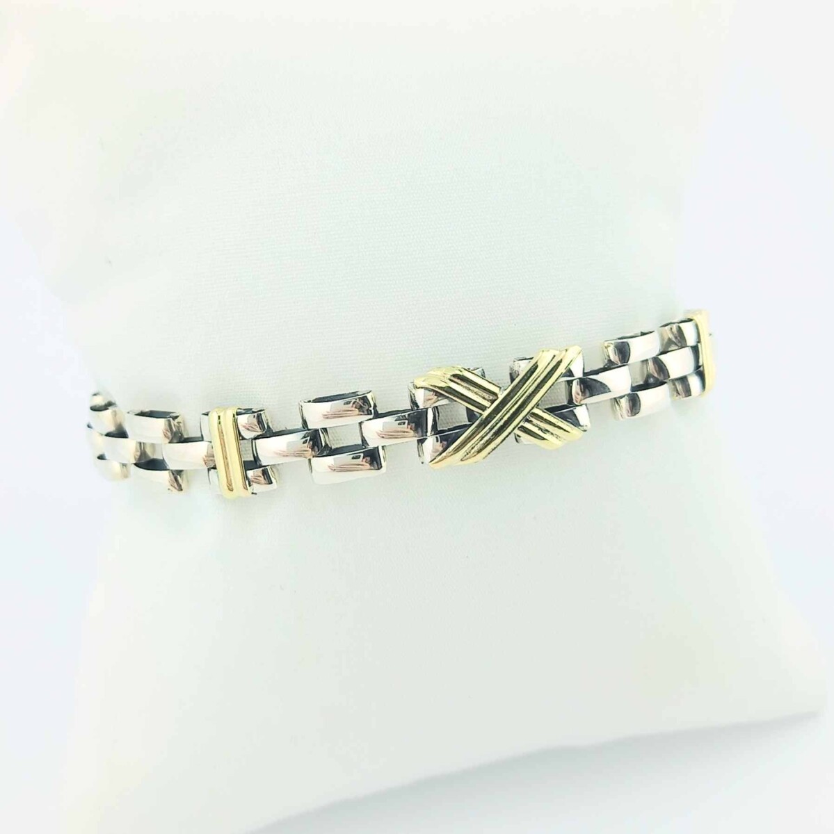 Pulsera de plata 925 y double en oro 18 ktes. Modelo, PANTER. 