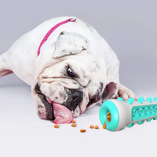 Juguete Dental Hueso Dispensador Comida Perro Anti Sarro Color Variante Blanco Celeste
