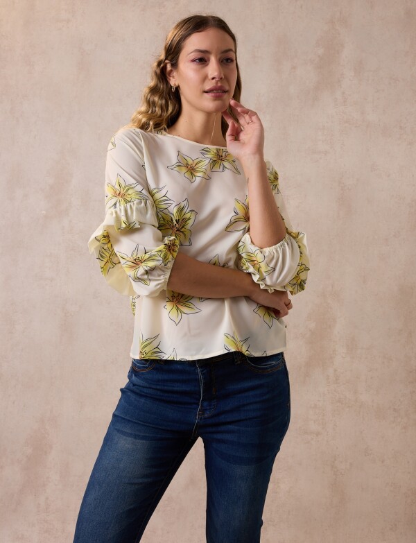Blusa Manga Volados AMARILLO/MULTI