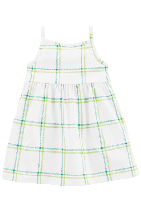 Vestido solera de algodón diseño a cuadros Sin color