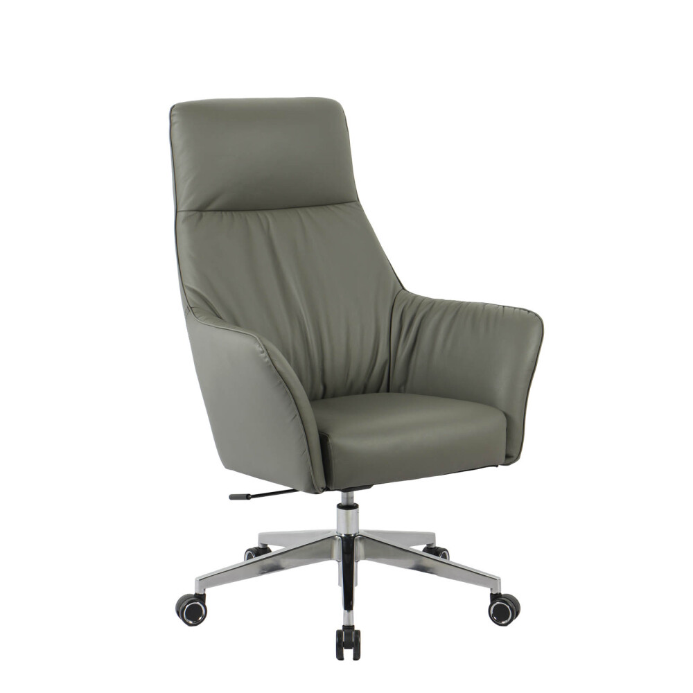 SILLA DE OFICINA GERENCIAL METAL-Y-CUERO GRIS HIERARCHY