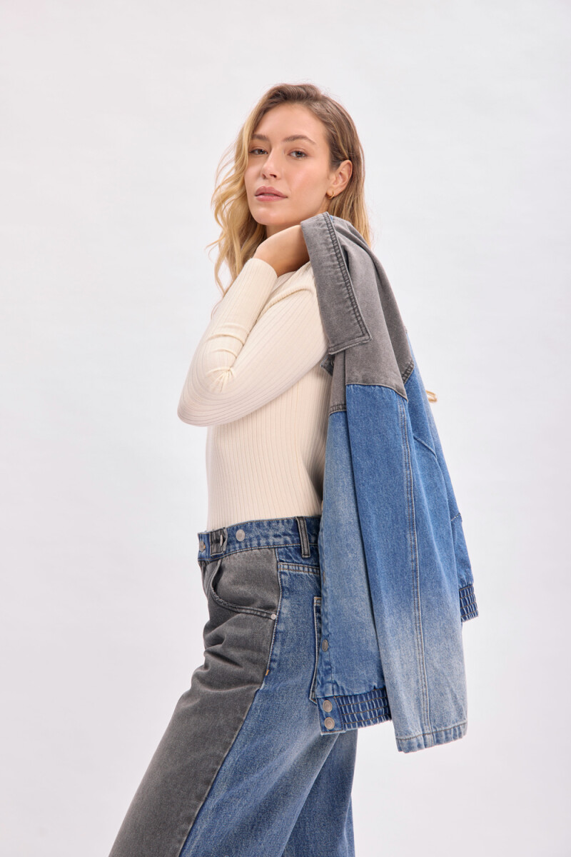 Campera jean bomber Negro