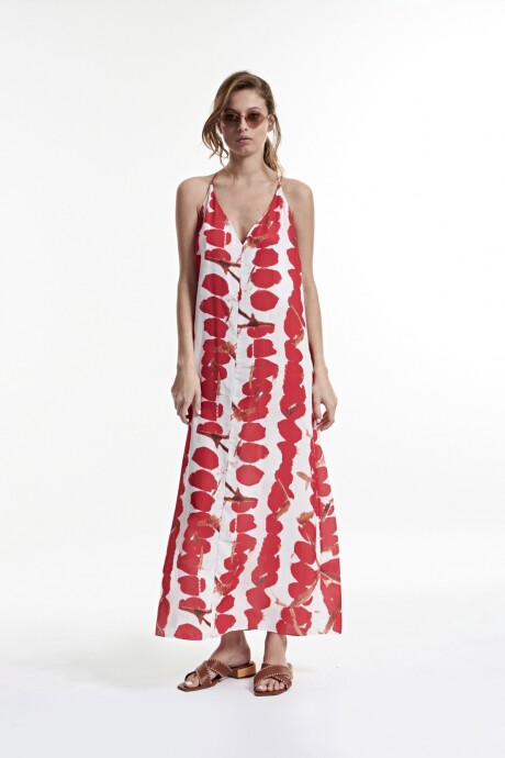 Maxi vestido escote V rojo
