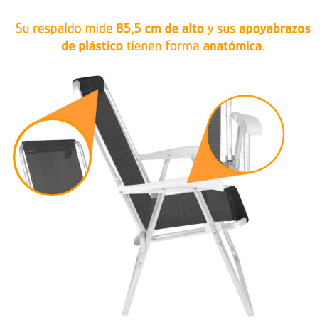Set de Silla Playa Pleg Alum + Mesa Lateral Port Divisiones Negro