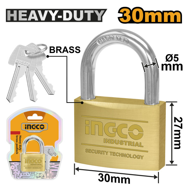 CANDADO BRONCE 30MM INGCO 3 LLAVES DBPL0302 CANDADO BRONCE 30MM INGCO 3 LLAVES DBPL0302
