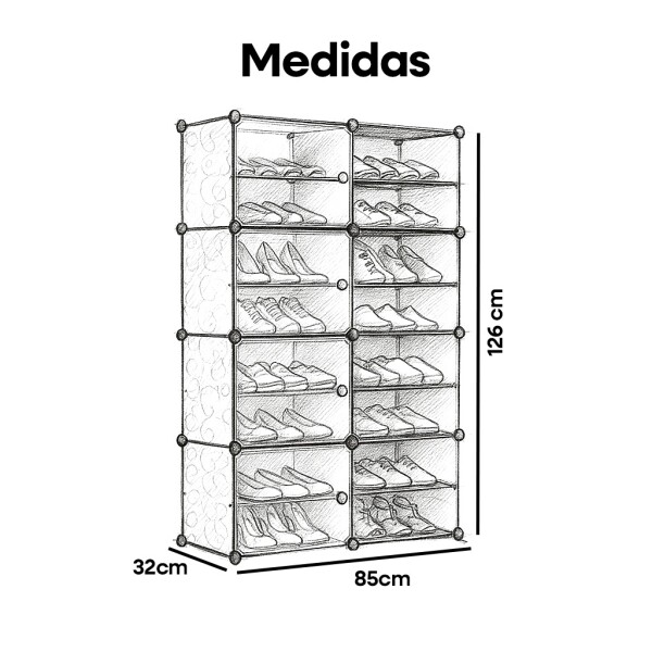 Zapatera Organizador IMBACK IBK-PLC006 | 16 Estantes, Gran Capacidad para 32 Pares, Compacta y Moderna Blanco Zapatera Organizador IMBACK IBK-PLC006 | 16 Estantes, Gran Capacidad para 32 Pares, Compacta y Moderna Blanco