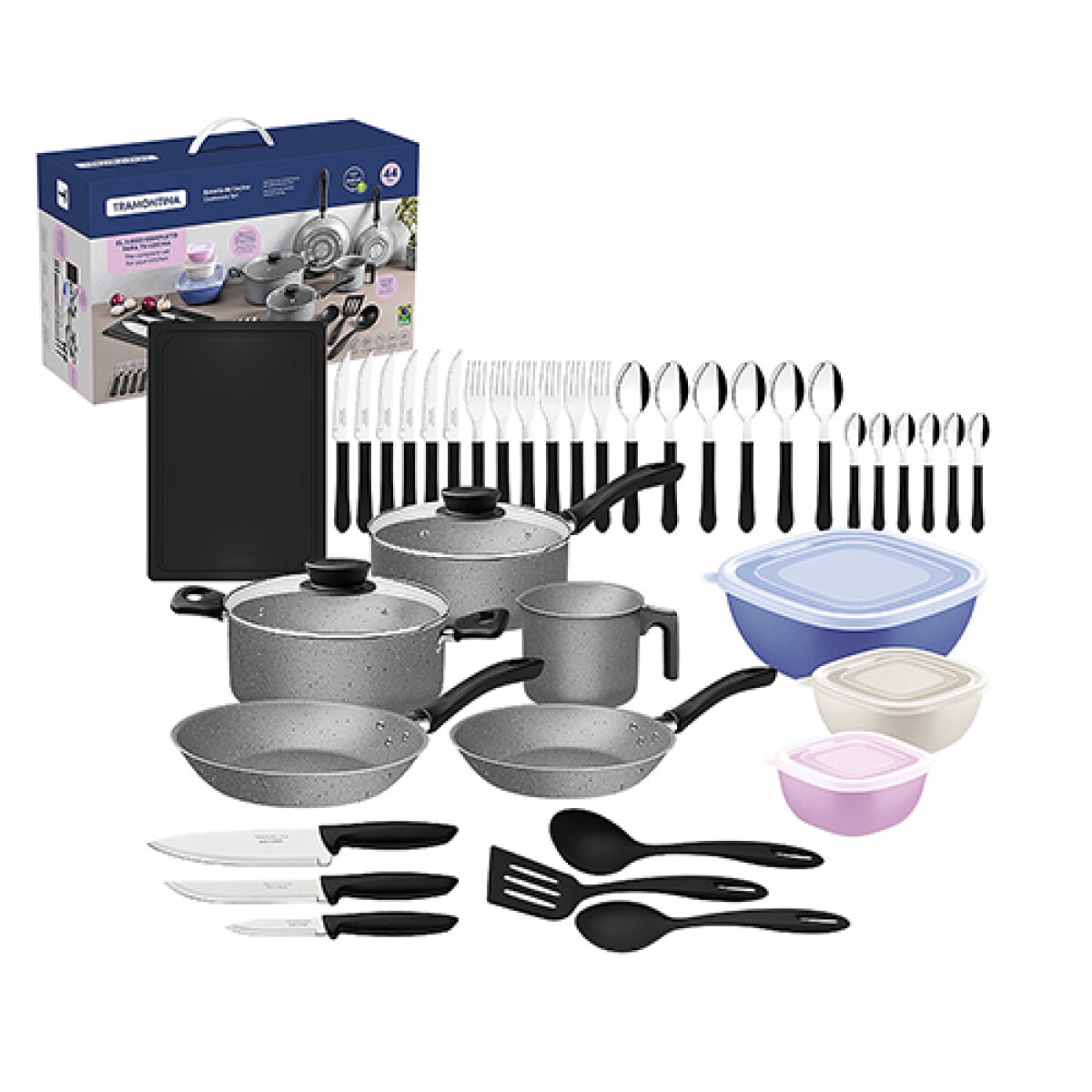 BATERIA COCINA TRAMONTINA - LINZ- 44 Pzas -28399/602 - Sin color 