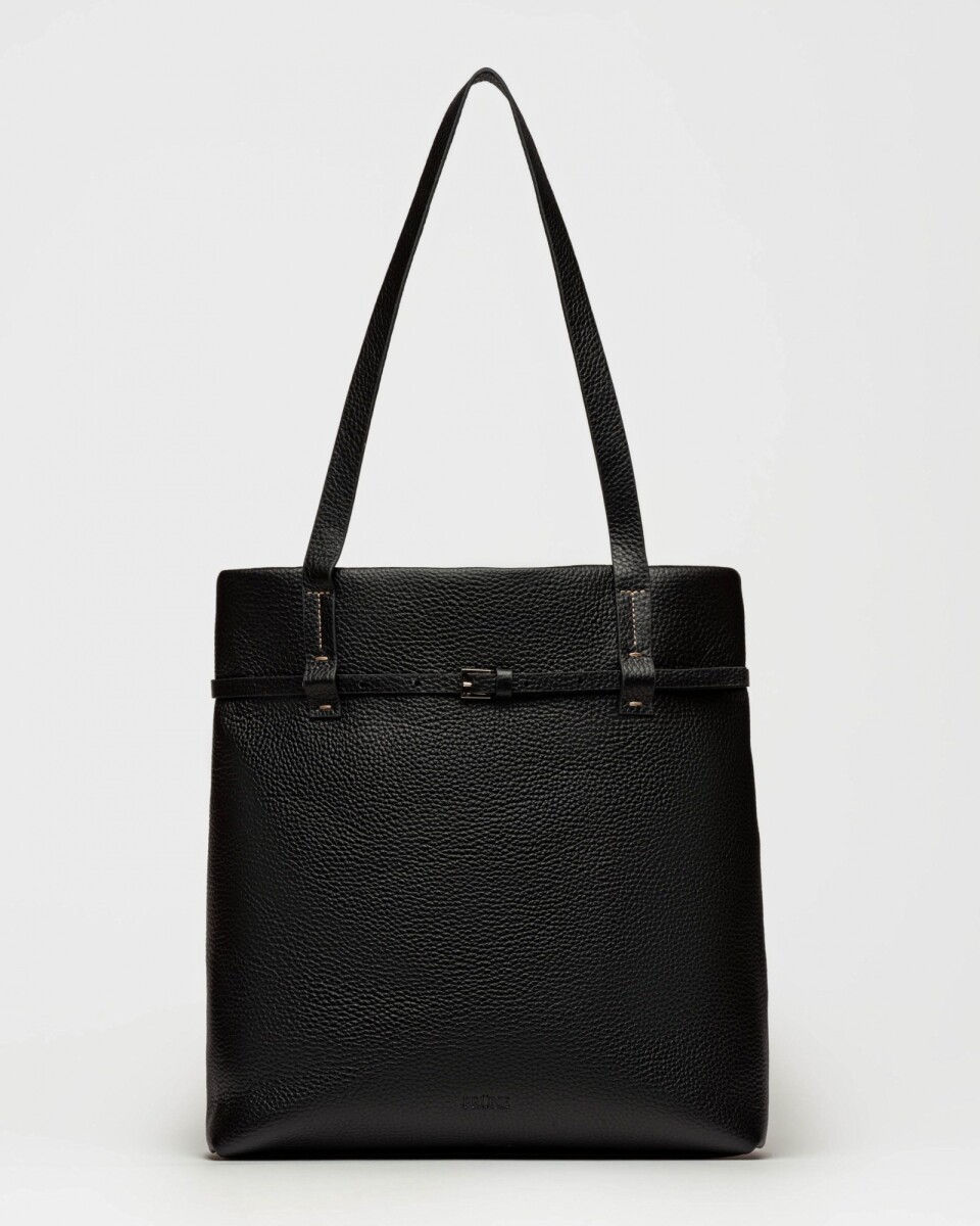Shopper Bay en cuero graneado - Negro 