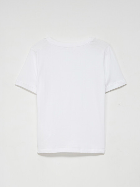 Camiseta manga corta de rib con puño Blanco