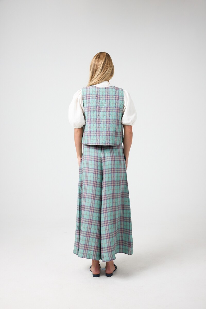 PANTALON SABI LINO METALIZADO Turquesa