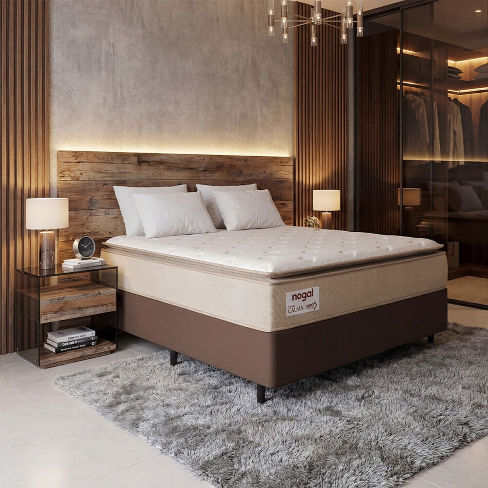SOMIER NOGAL CALMA MATRIMONIAL 1.38X1.88 MARRON/BEIGE B+C Unica