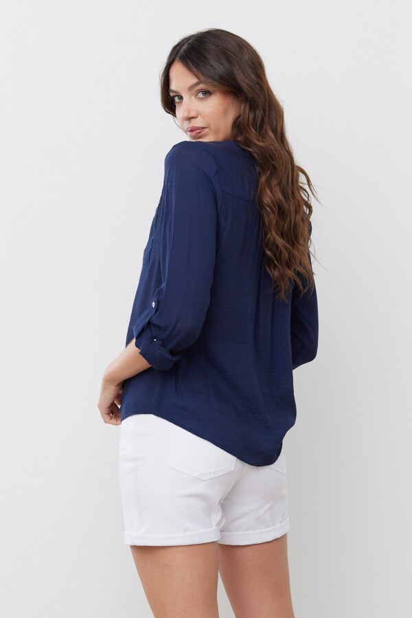 Blusa Nudo Botones AZUL