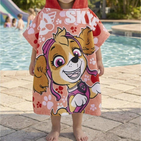 Bata Poncho Infantil Paw Patrol 100% Algodón 70 x 58 ROSA