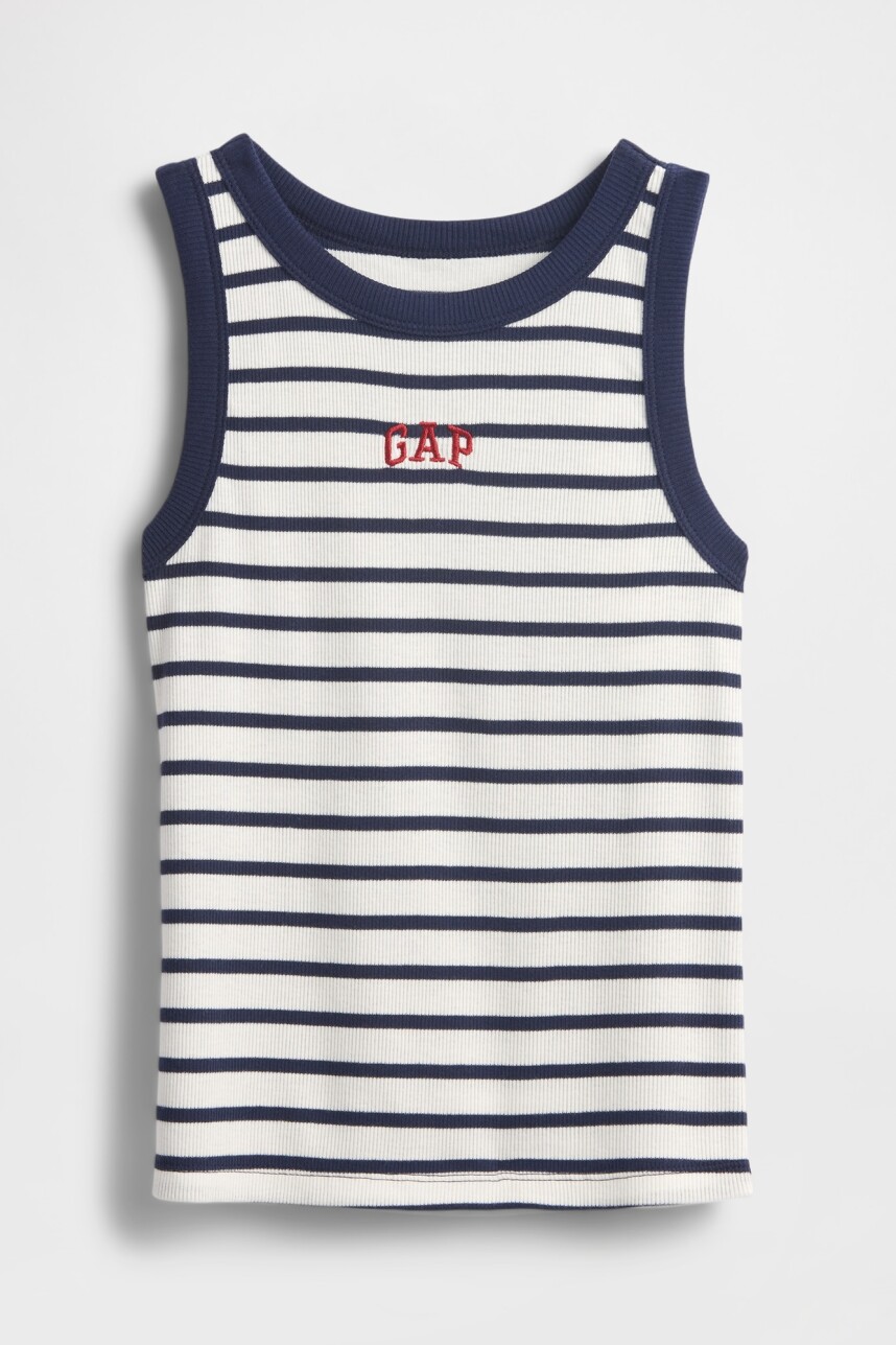 Musculosa Logo Gap Niña White Navy Stripe