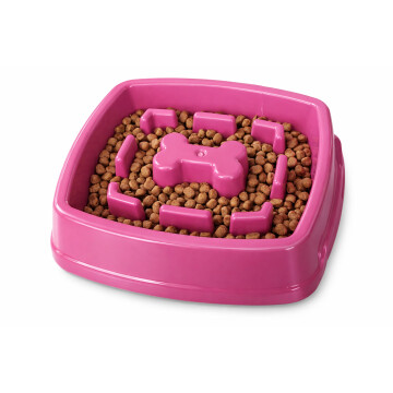 Plato Comedero Come Lento Perros Gatos Mascotas Plastico Color Fucsia