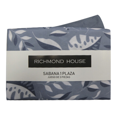 Juego Sábanas 1 Plaza Richmond House Estampadas 100% Microfibra 227 LEAVES BLUE