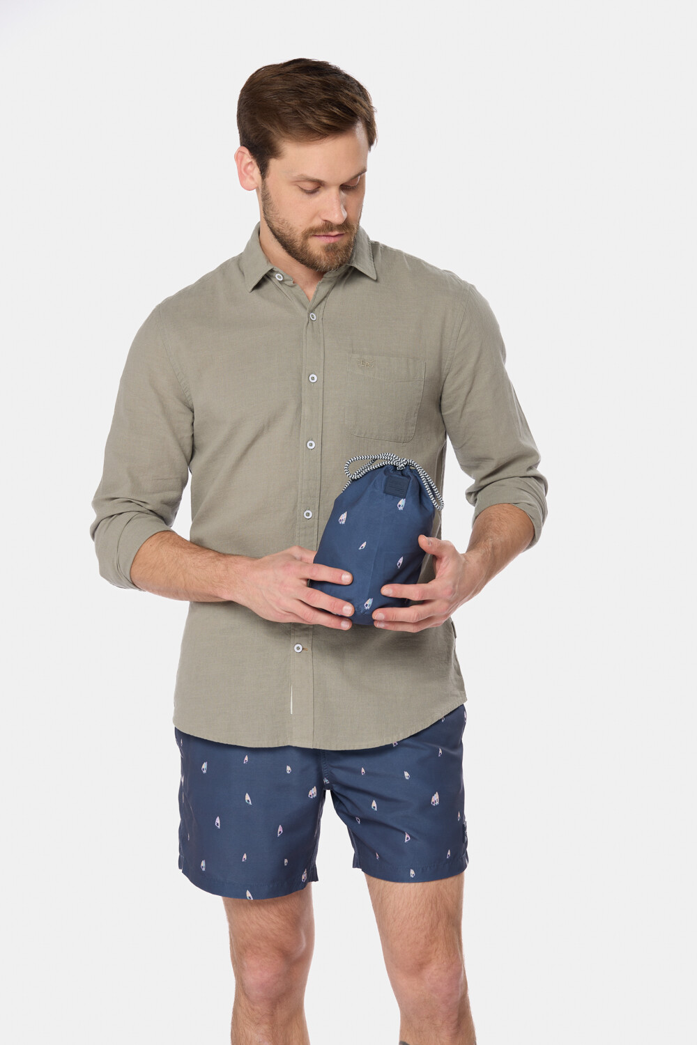 SHORT DE BAÑO ESTAMPADO Azul