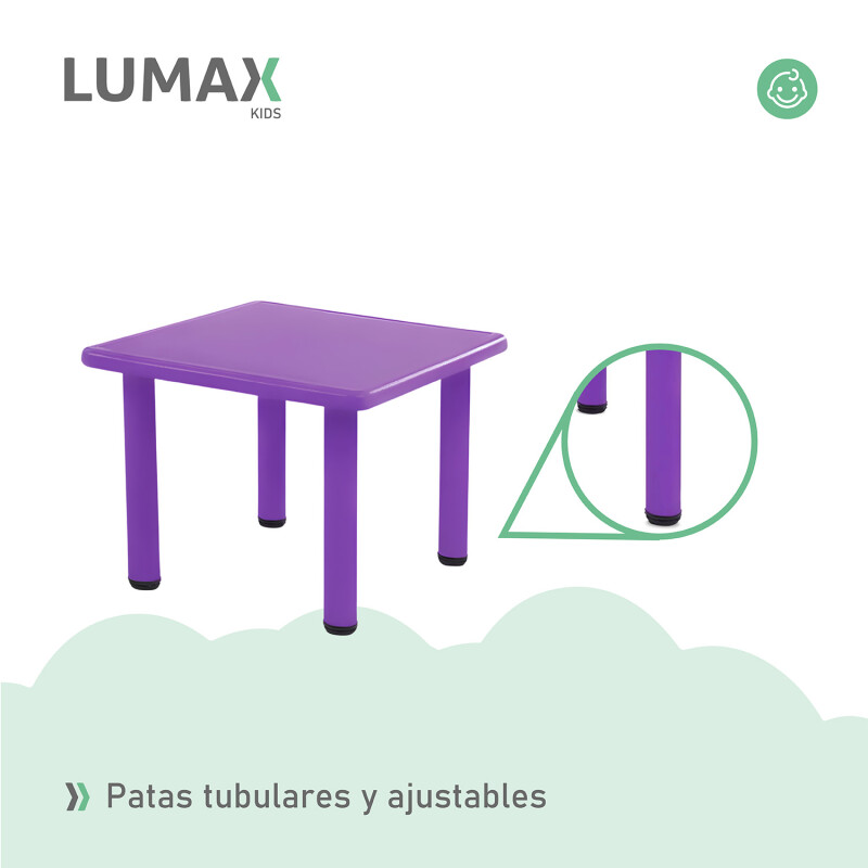 Mesa Cuadrada de Plástico y Metal para Niños 60x60cm Violeta