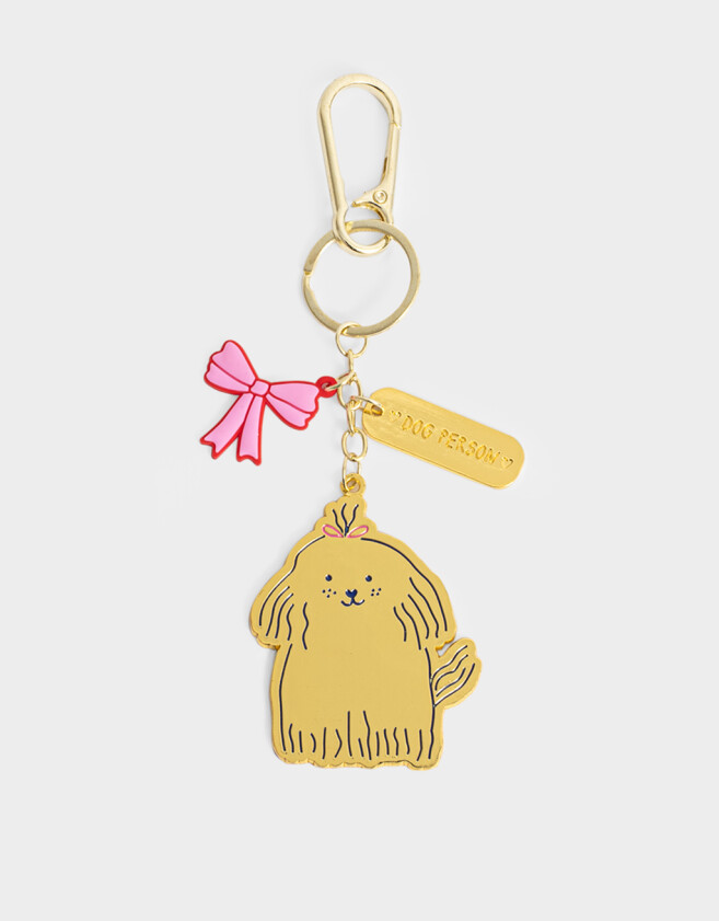 Llavero Metal Llavero Y Charm Metálico De Perrito - Dorado