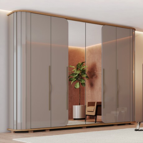 ROPERO PREMIUM 6 PUERTAS 6 CAJONES INTERNOS CON ESPEJO GUARDARROPA CLOSET ARMARIO CANELA