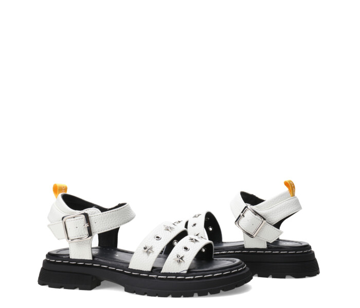 Sandalias de Niña MINI Miss Carol Tartan Con Tachas Blanco