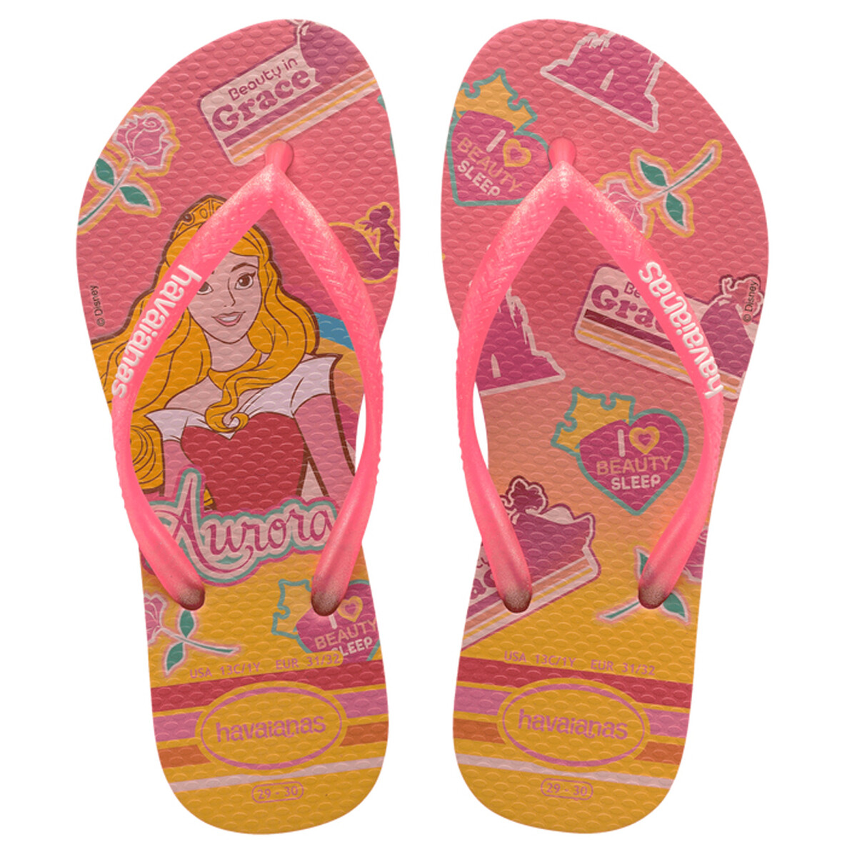 Sandalia de Niños Havaianas Kids Slim Princes - Rosa - Dorado 