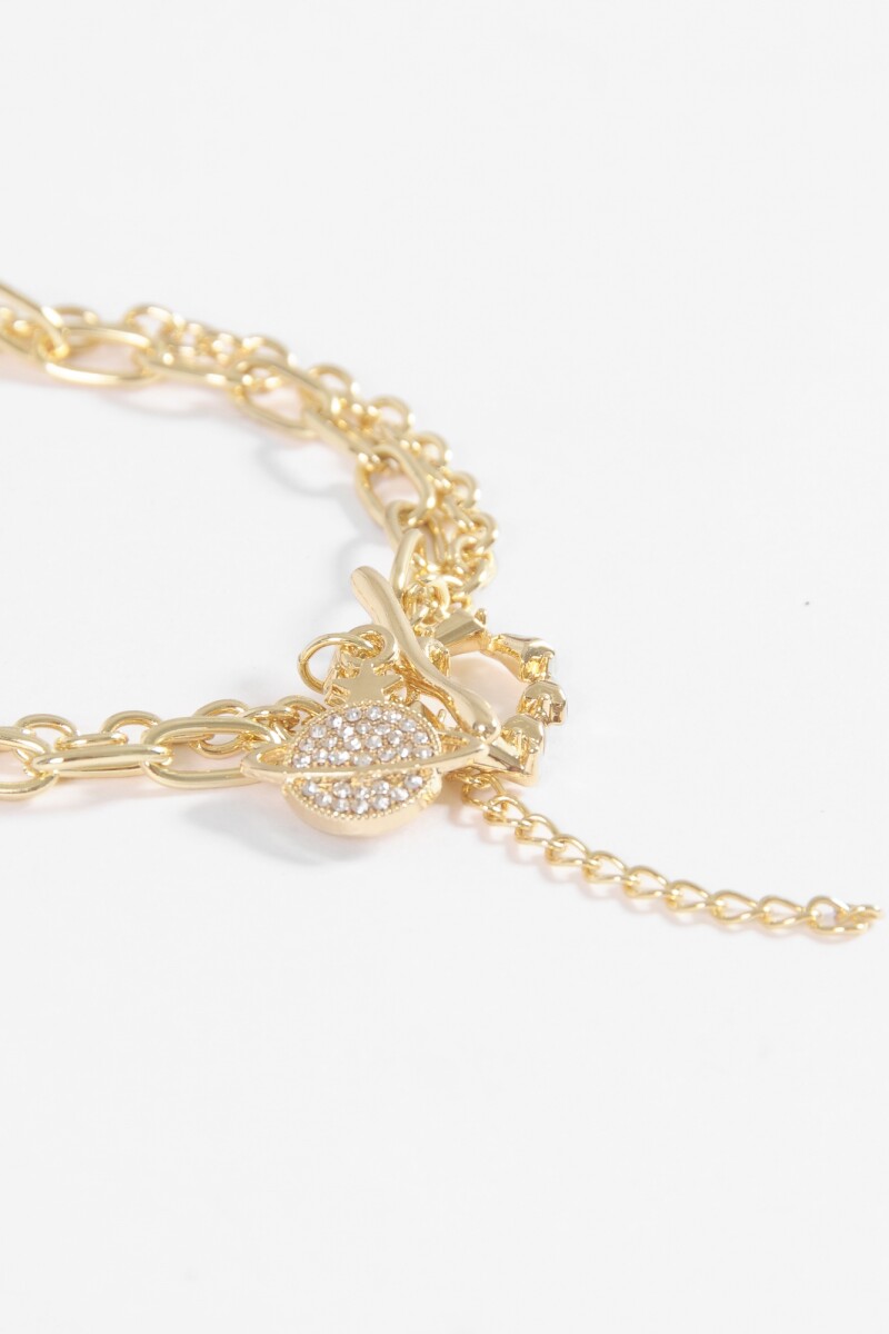 Pulsera acero saturno dorado