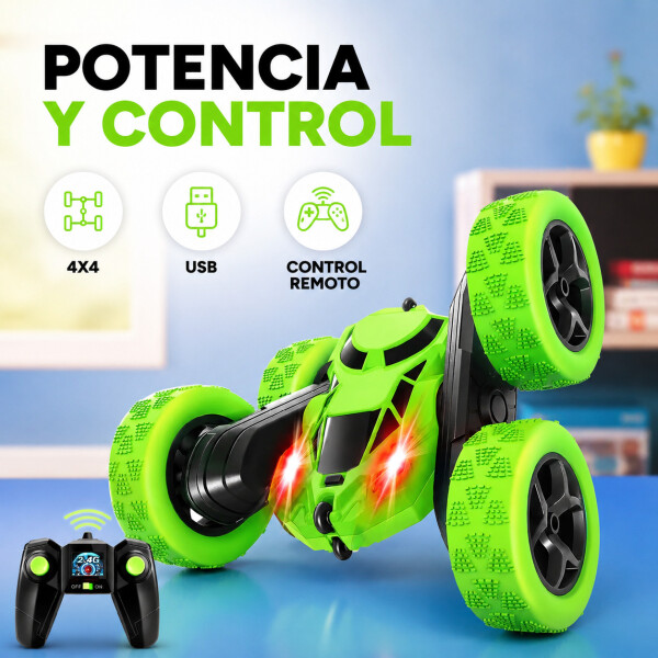 Auto A Control Remoto 360º Acrobático Stunt Juguete 4x4 Variante Color Verde