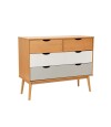 Comoda 4 Cajones Linea Nordica Roble/Gris claro/Blanco