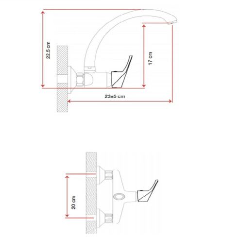MONOCOMANDO CROMADO DE PARED PICO ALTO 000