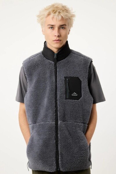 DARK GREY ROPE FLEECE VEST Gris