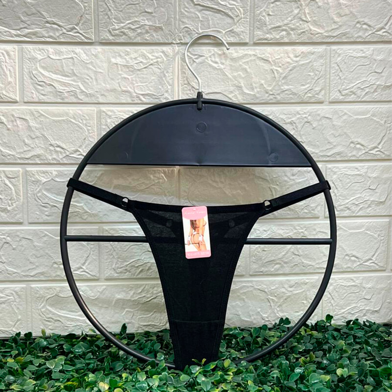 Tanga Colaless Ajustable De Encaje Trasero Negro