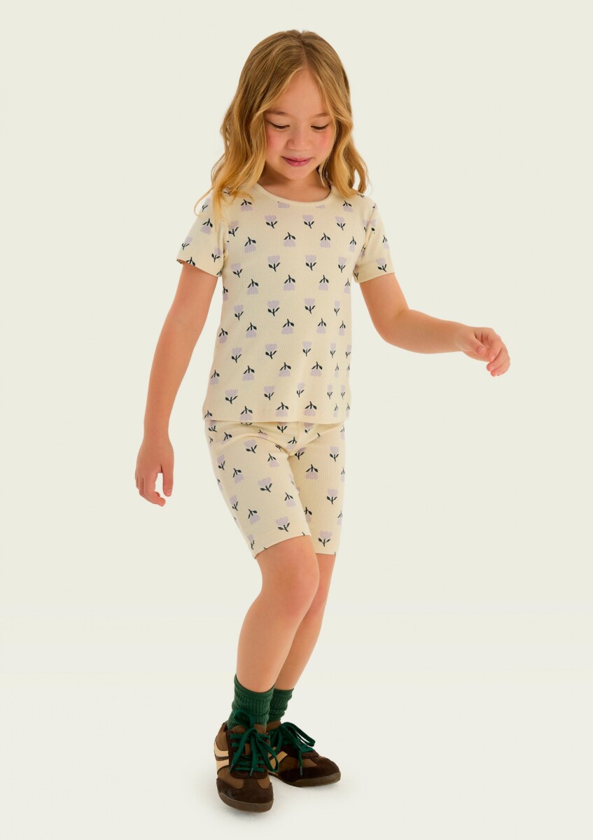 BERMUDA INFANTIL CON ESTAMPADO - BEIGE 