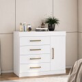 COMODA 4 CAJONES 1 PUERTA ROMENIA - BLANCA COMODA 4 CAJONES 1 PUERTA ROMENIA - BLANCA