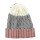Gorro de Lana Tejido a Rayas con Pompón Canva Rosa/Gris