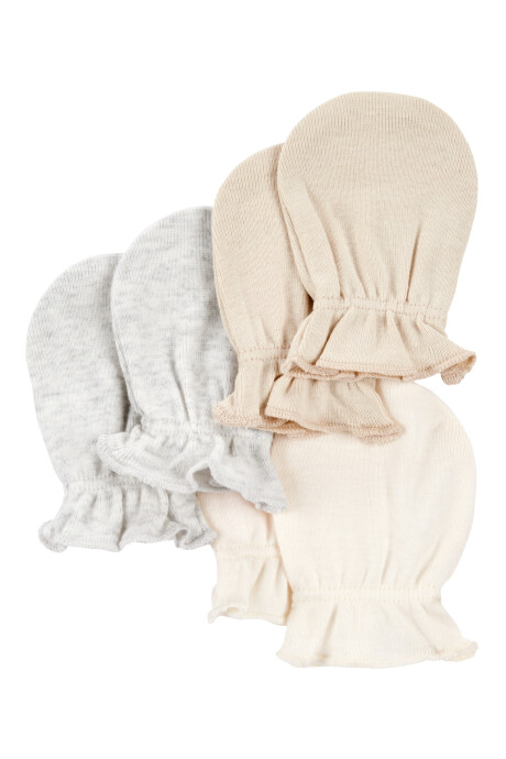 Pack tres pares de mitones de algodón, neutros Pack tres pares de mitones de algodón, neutros