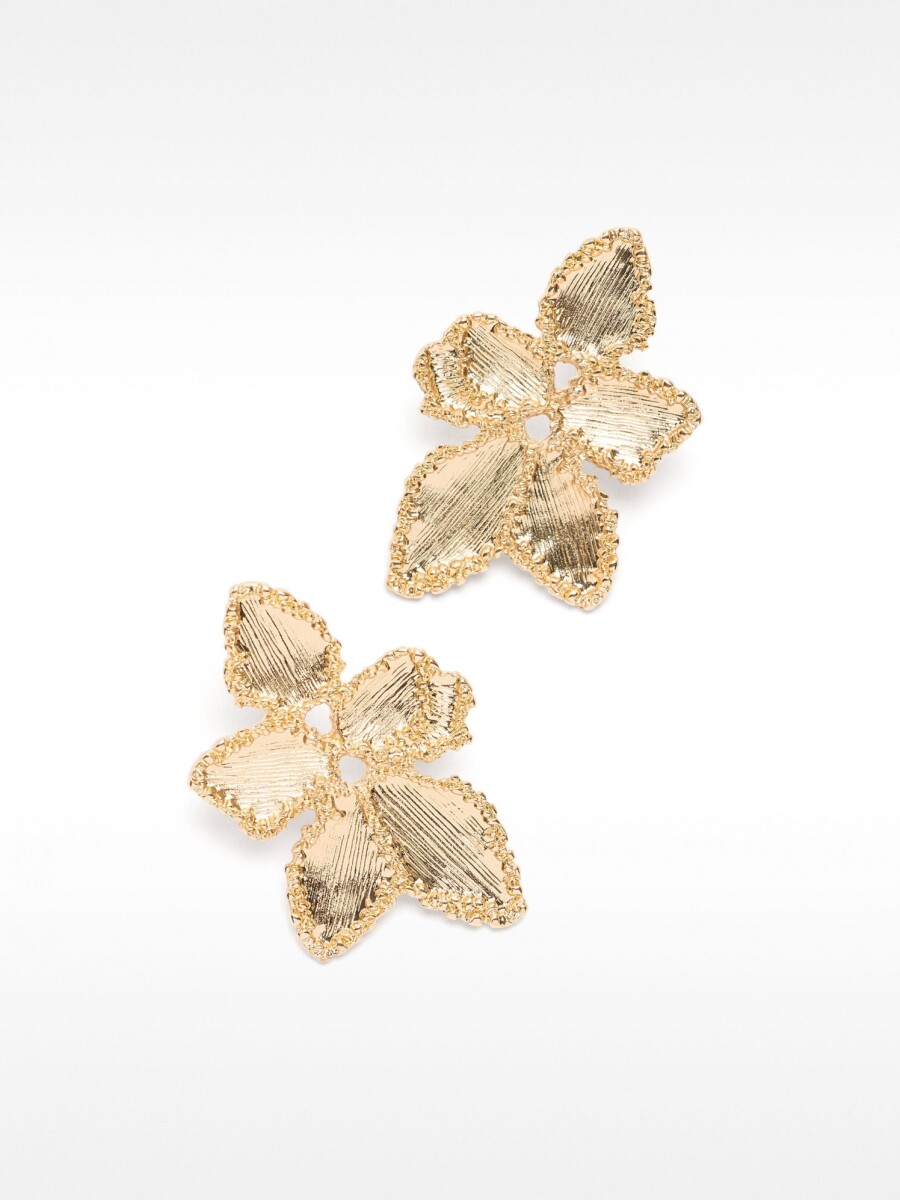 Pendientes Flor Con Textura dorado