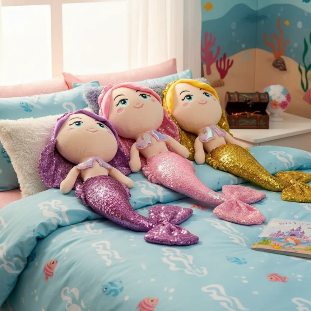 Peluche Infantil con forma de Sirenas. Dorado