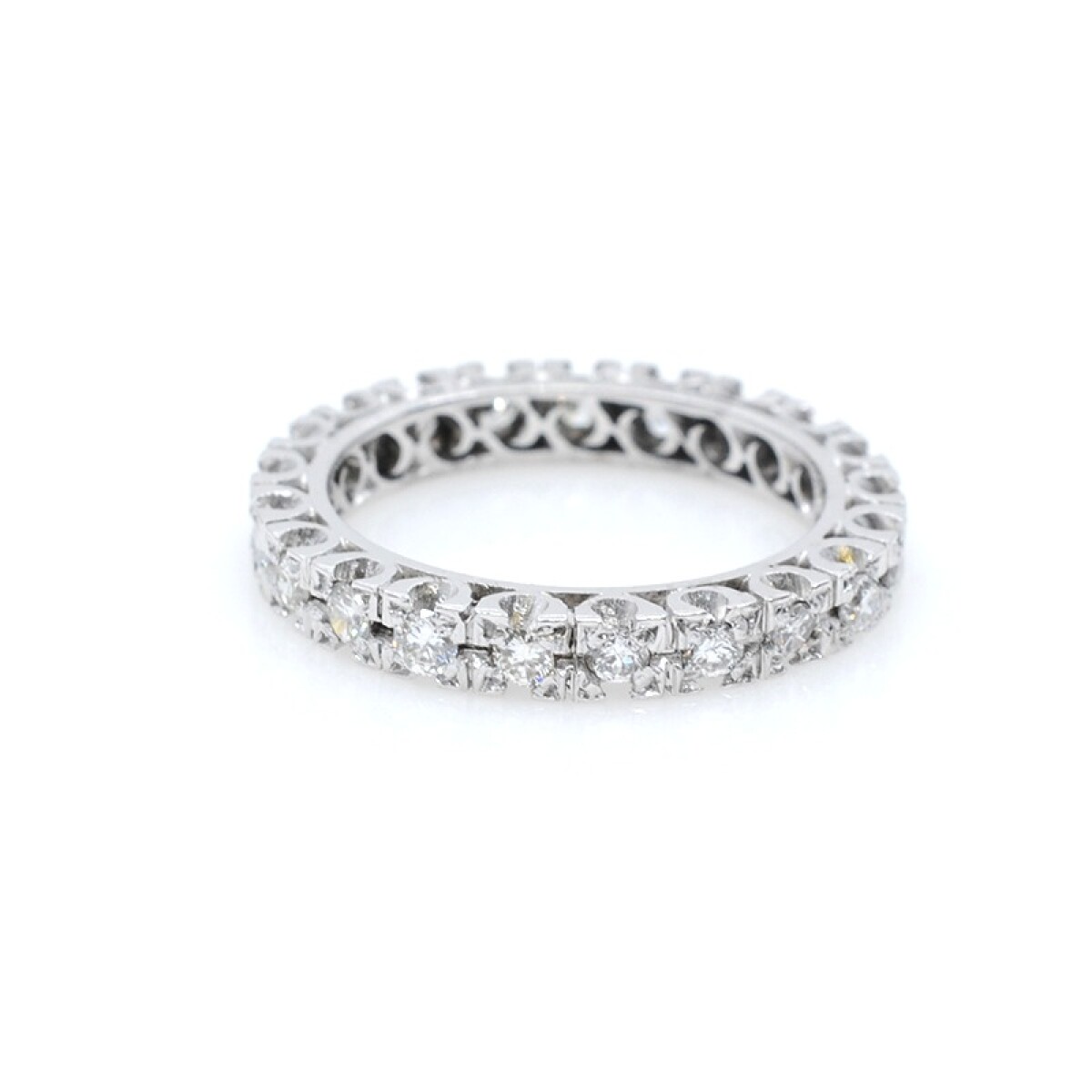 Anillo sin fin en oro 18k blanco y brillantes 