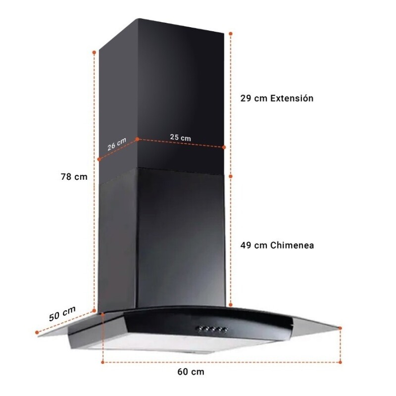Campana Extractora Vidrio Glass 60cm Negra Campana Extractora Vidrio Glass 60cm Negra