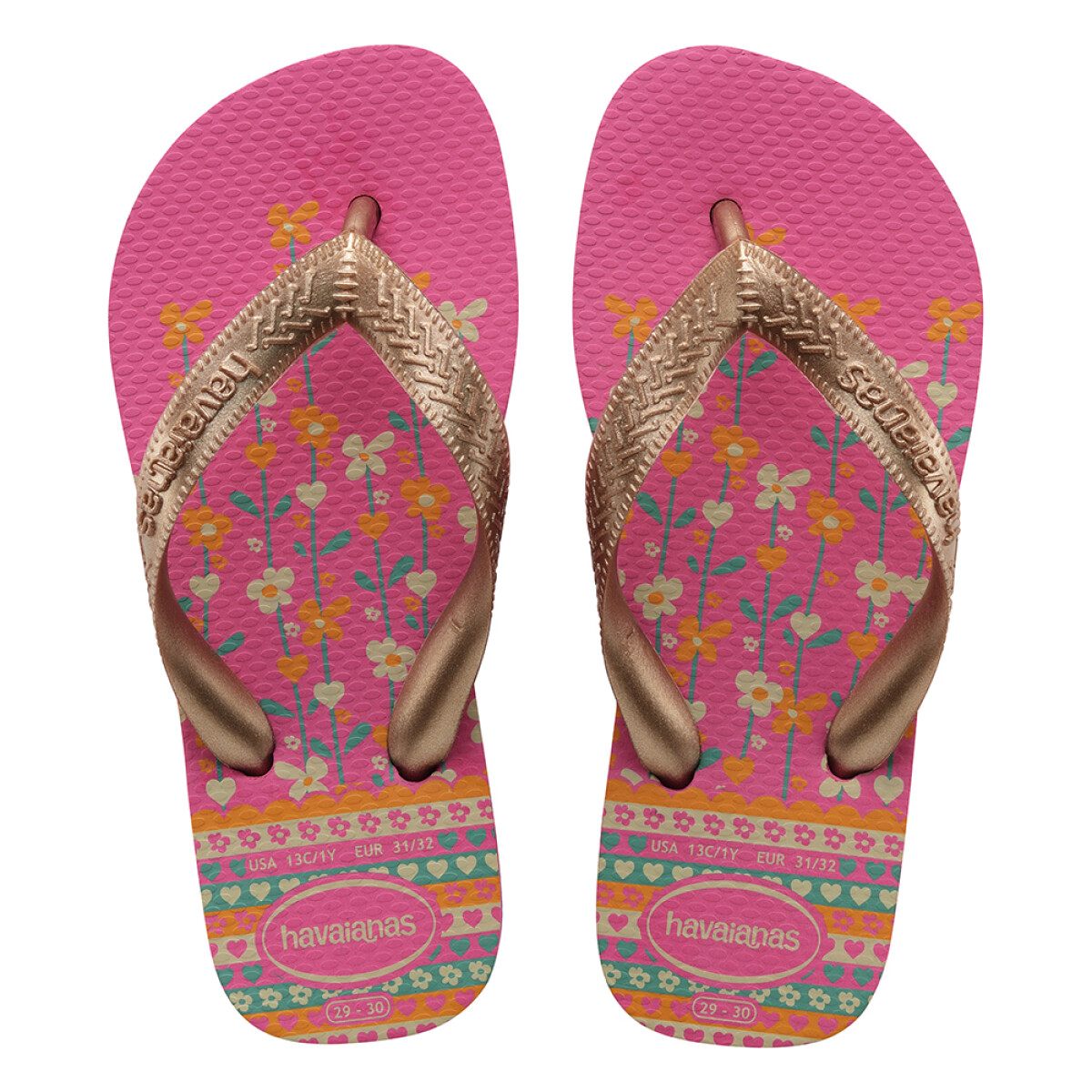 Sandalia de Niños Havaianas Hav.Kids Flores - Rosa - Dorado 