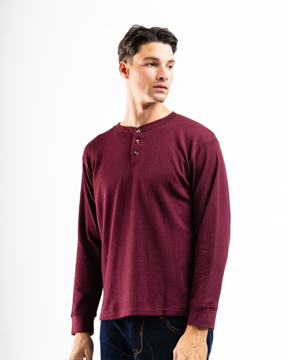 Remera Manga Larga Termal con Botones - Bordo 
