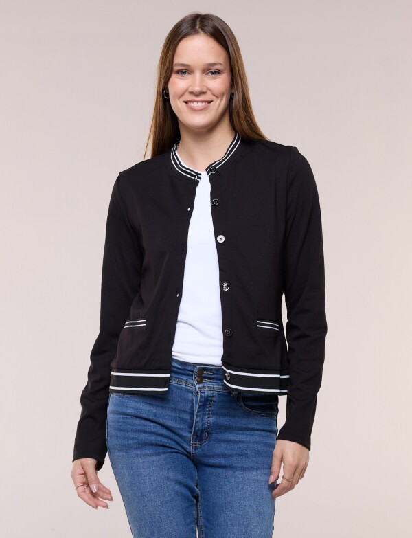 Cárdigan Varsity Abotonada NEGRO